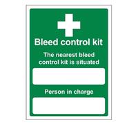 Bleedsave The Nearest Bleed Control Kit Is Situated - Portrait 150 x 200 mm - Panneau de sécurité en plastique rigide de 1 mm