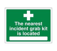 Bleedsave The Nearest Incident Grab Kit Is Located 200 x 150 mm - Panneau de sécurité autocollant en vinyle