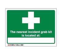 Bleedsave The Nearest Incident Grab Kit Is Located - Call 999 Panneau de sécurité en plastique rigide 200 x 150 mm 1 mm