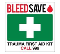 Bleedsave Trauma First Aid Kit - Call 999 - Carré 200 x 200 mm - Panneau de sécurité composite en aluminium brossé 3 mm
