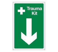 Bleedsave Trauma Kit Arrow Down Panneau de sécurité en aluminium composite 3 mm 200 x 300 mm