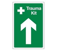 Bleedsave Trauma Kit Arrow Up Panneau de sécurité autocollant en vinyle 200 x 300 mm