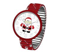 Blekon Collections Montre pour femme 38 mm Thème Noël Bracelet extensible, Père Noël, Medium, Décontracté, classique, élégant, femme, unique