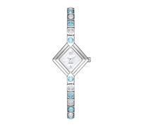 BLEKWETAAT Montre à Quartz exquise, Bracelet de Luxe léger, Couleur Diamant, Cadran carré décontracté, est Un Cadeau à la Mode for Les Femmes(Silver Blue White Flour)