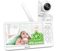 Blemil Baby Monitor avec caméra et Audio, écran IPS de 6 Pouces, sans WiFi, Batterie de 30 Heures, Eco, Vision Nocturne, Appel bidirectionnel, vidéo de Voyage Baby Monitor Portable