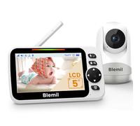 Blemil Babyphone Caméra Moniteur vidéo pour bébé avec caméra et Audio avec Batterie 30 Heures, 5" à écran divisé, caméra panoramique/Inclinaison/Zoom à Distance