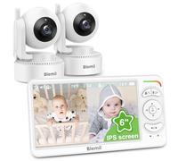 Blemil Babyphone vidéo avec 2 caméras et audio, 6 IPS grand écran divisé, télécommande panoramique/inclinable/zoom, caméra de surveillance vidéo avec vision nocturne claire et autonomie de la batterie
