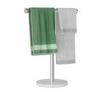 Blemoacha Porte-serviettes autoportant en forme de T pour salle de bain, organisateur de comptoir, support de serviettes de cuisine, socle en marbre, barre à serviettes en acier inoxydable 304, nickel