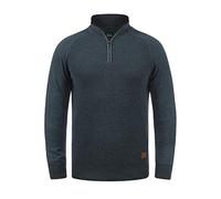 BLEND BHGanbolf Homme Pull en Maille Troyer Pull à Grosses Mailles avec Fermeture éclair 100% Coton Regular Fit, Taille:XL, Couleur:Navy (70230)