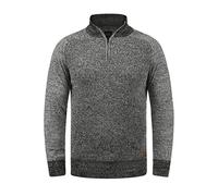 BLEND BHGanbolf Homme Pull en Maille Troyer Pull à Grosses Mailles avec Fermeture éclair 100% Coton Regular Fit, Taille:S, Couleur:Black (70155)