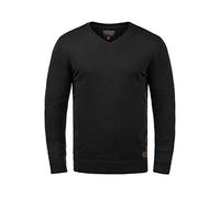 BLEND BHLasse Homme Pull en Maille Fine Pull avec col en V Mélange de Coton Regular Fit, Taille:XL, Couleur:Black (70155)