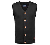 BLEND BHLennardo Homme Gilet en Maille Fine Veste sans Manches avec col V Patte de Boutonnage en Bois Mélange de Coton Regular Fit, Taille:L, Couleur:Black (70155)