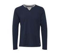 BLEND BHLeonas Homme Longsleeve T-Shirt à Manches Longues Col Rond Double Layer V-Neck Look Mélange de Coton Regular Fit, Taille:S, Couleur:Navy (70230)