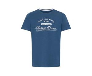 BLEND BHPillo Homme T-shirt à manches courtes imprimé Col rond Mélange coton Regular Fit , Taille:M, Couleur:Dark Denim (194118)