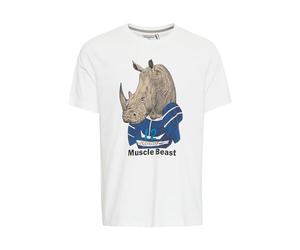 Blend He BHTee T-shirt à manches courtes pour homme avec imprimé col rond 100 % coton, White Rhino (203438), XXL
