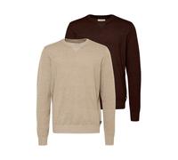 BLEND Pull-over beige chiné / brun foncé, Taille XXL
