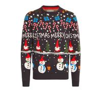 BLEND Pull-over 'Christian' bleu foncé / vert / violet rouge / blanc cassé, Taille M