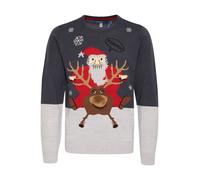 BLEND Pull-over 'Rudolph' bleu foncé / gris / rouge / blanc, Taille L