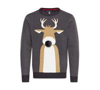 BLEND Pull-over 'Rudolph' bleu nuit / marron / noir / blanc, Taille S