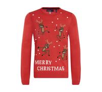 BLEND Pull-over 'Rudolph' marron / rouge / blanc, Taille XL