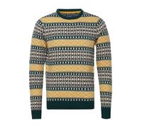 BLEND Pull-over 'TJORBEN' marron / jaune / vert / blanc cassé, Taille L