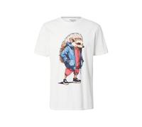BLEND T-Shirt azur / marron / melon / blanc, Taille XXL