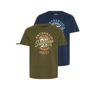 BLEND T-Shirt 'BHJACE' bleu / kaki / mélange de couleurs, Taille M