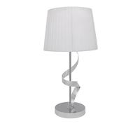 blendend Lampe de table Baeza 1 x E27 chromée avec abat-jour blanc, moderne et élégant. Dimensions 49 x 25 x 25 cm, idéale pour éclairer de manière sophistiquée n'importe quel environnement.