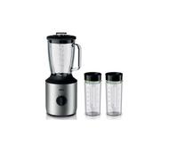 Braun JB 3272 SI PowerBlend 3 Mixeur avec 2 bouteilles Smothie2Go Bol en verre pour ingrédients chauds et froids 1,5 l