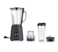 SEVERIN - Blender Mixeur Performance - 600W, Bol verre 1,5L, 2 vitesses + mode Pulse, avec gourde et accessoire broyeur, 4 Lames, Noir, SM3724