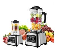 Blender 2L+0.5L - Mixeur 2 en 1- avec 4 lames en acier inoxydable - 9 vitesses - 6000W - 2700RPM - Pour mixer,hacher et moudre