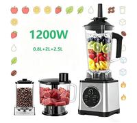 Blender 3-en-1 1200W | Cuves 2.5L+2L+0.8L | 15 Vitesses | Lames Inox & Socle ABS | Bouchon Étanche | Pour Glace & Smoothies