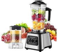 Blender, 6000W Mixeur Blender Multifonctionnel, Mixeur Smoothie, Récipient en Verre 2.5L, 2 en 1, 4 Lames, 3 vitesses, Blender