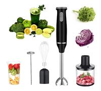 Blender à main électrique, bâton de mélangeur à immersion 5 en 1 avec bécher 800 ml, hachoir de 600 ml, fouet et lait, moteur puissant pour la cuisine, la purée, la soupe, la sauce, la nourriture
