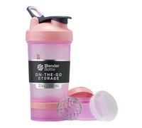 Blender Bottle - Shaker avec pilulier et rangement pour poudre de protéine, système Classic V2 ProStak - 650 ml, rose