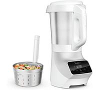 Blender chauffant Moulinex Soup et Plus avec panier vapeur 1100 W Argent et Blanc