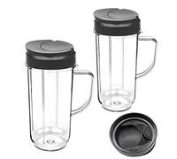 Blender Cup, pièce de rechange Couvercles rabattables à emporter Tasses de 22 oz de hauteur avec poignée pour Magic Bullet 250w Tasses et tasses sur le pouce Mélangeur de jus accessoires (2 pcs)