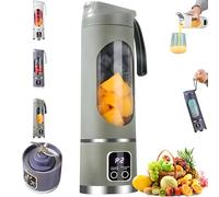 Blender de presse-agrumes portable, fabricant de jus de 450 ml avec 12 lame, affichage numérique, 3 vitesses, mélangeur de fruits sans fil puissant pour smoothies, shakes protéinés, mélange de green