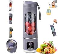 Blender de presse-agrumes portable, fabricant de jus de 450 ml avec 12 lame, affichage numérique, 3 vitesses, mélangeur de fruits sans fil puissant pour smoothies, shakes protéinés, mélange de purple