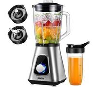 Blender électrique 1,5 L Argent - 1200 W, 3 Vitesses, Pulse, Auto-nettoyant Argent