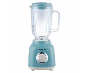 Blender électrique bleu et ivoire, pichet gradué en verre 1,5 L, lames en acier inoxydable, 2 vitesses 500 W, Kooper