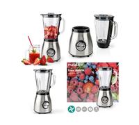 Blender - INOX - 800W - 1,5L - 2 Vitesses - Bol en Verre Transparent