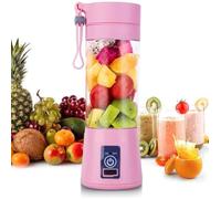 Blender Mini de fruits électrique portable USB rechargeable Smoothies 380ml six lames bouteille pour jus Rose