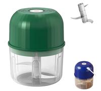 Blender Mini Électrique Mixeur, 2025 Nouveau Mise à Niveau Blender Mixeur Limbe à Trois Feuilles, Coupe Legume Hachoir a Viande Facile à Nettoyer Chargement USB (verde scuro, Trois lames)