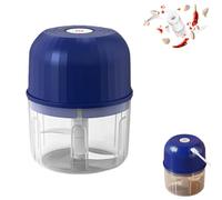Blender Mini Électrique Mixeur, 2025 Nouveau Mise à Niveau Blender Mixeur Limbe à Trois Feuilles, Coupe Legume Hachoir a Viande Facile à Nettoyer Chargement USB (Blu, Deux lames)