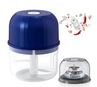 Blender Mini Électrique Mixeur, 2025 Nouveau Zerkleinerer Küche Elektrisch Blender Mixeur Limbe à Trois Feuilles, Zwiebel Zerkleinerer Chargement USB pour Légumes Viande Noix (Bleu)