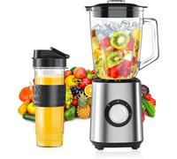 Blender Mixeur 700 W, 2-in-1 Blender Smoothie Professionnel avec Bol verre 1,5 L & Tasse 570ml, Robots Multifonctions pour Smoothie, 2 Réglages de Vitesse, pour Smoothies, Shakes, Aliments pour Bébés