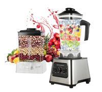 Blender Mixeur blender 2 en 1 avec 4 lames en acier inoxydable mélangeur à haut rendement doté de 15 vitesses 2L+0.5L récipient
