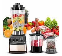 Blender Mixeur Professionnel 9500W, Blender Smoothie 3 en 1,8 Lames en Acier Inoxydable Equipé de 3 bols,15 RéGlages De Vitesse,Pour les Smoothies, les Milkshakes,les Purées