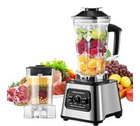 Blender multifonction 6 000 W avec récipient en verre 2,5 L, 4 lames en acier inoxydable, 9 vitesses, mixeur électrique pour fruits